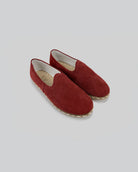 Men's Burgundy Suede Yemeni Shoes - Handcrafted Calf Leather Wide Toe Box | Bespoky