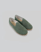 Men's Green Suede Yemeni Shoes - Handcrafted Calf Leather Wide Toe Box | Bespoky