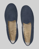 Side view Navy Blue Nubuck Yemeni Shoes - Calf Leather Zero Drop | Bespoky