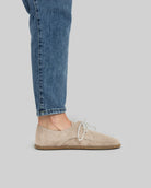 Pair Beige Nubuck Oxford Shoes - Barefoot Wide Toe Calf Leather | Bespoky