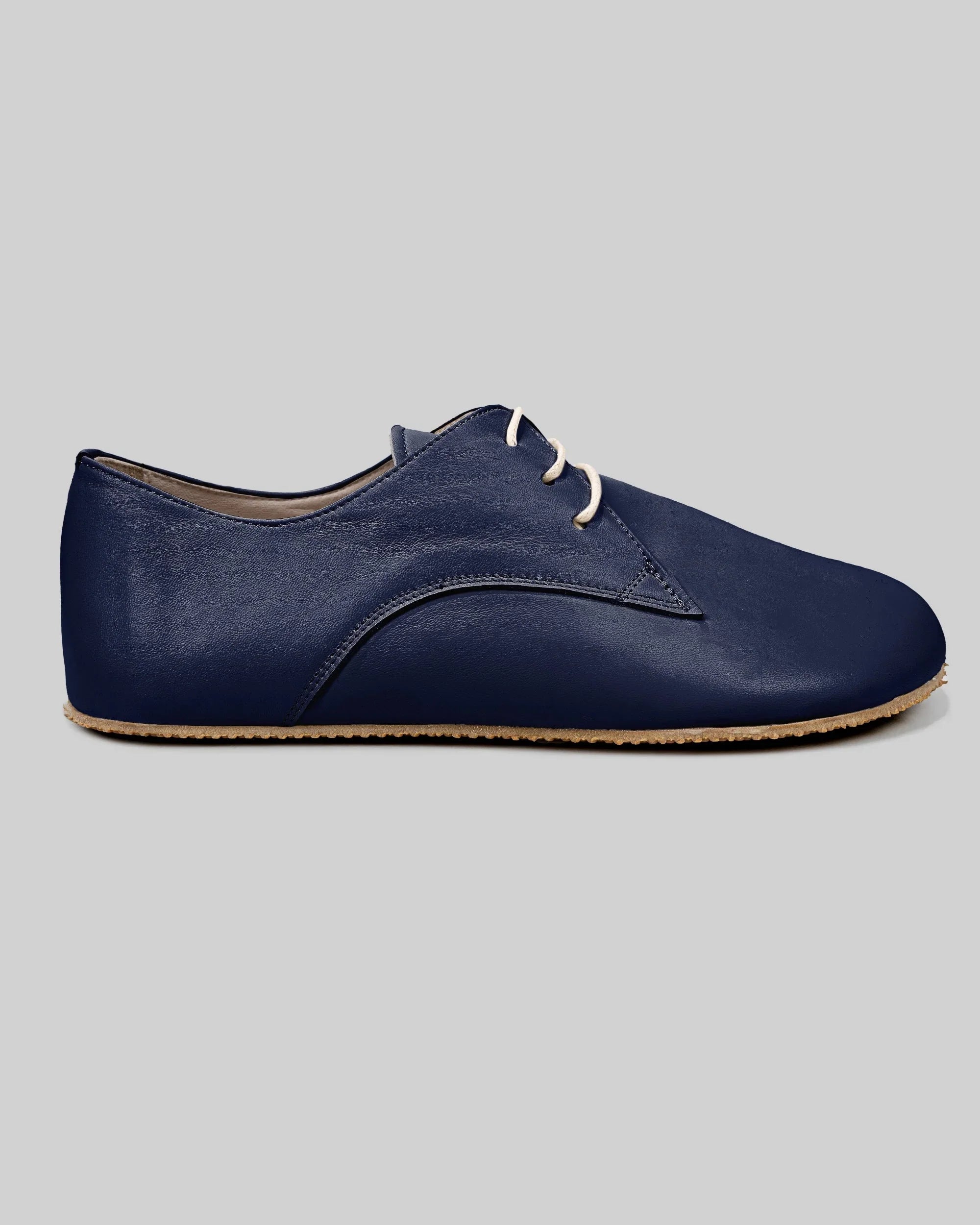 Side view Navy Blue Oxford Shoes - Calf Leather Zero Drop | Bespoky