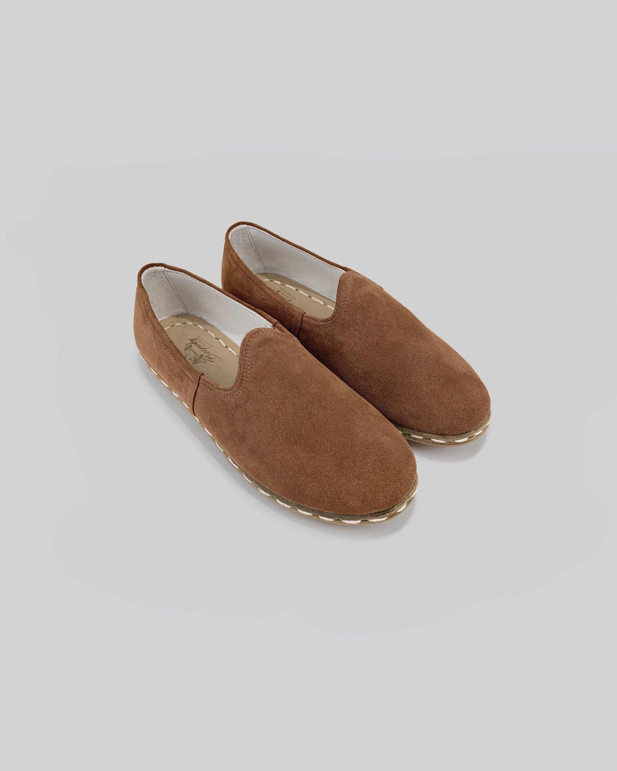 Men's Tan Suede Yemeni Shoes - Handcrafted Calf Leather Wide Toe Box | Bespoky