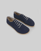 Men's Navy Nubuck Barefoot Sneaker - Handcrafted Calf Leather Wide Toe Box | Bespoky