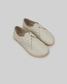 Women's Lucas Beige Oxford Shoes - Handcrafted Calf Leather Wide Toe Box | Bespoky