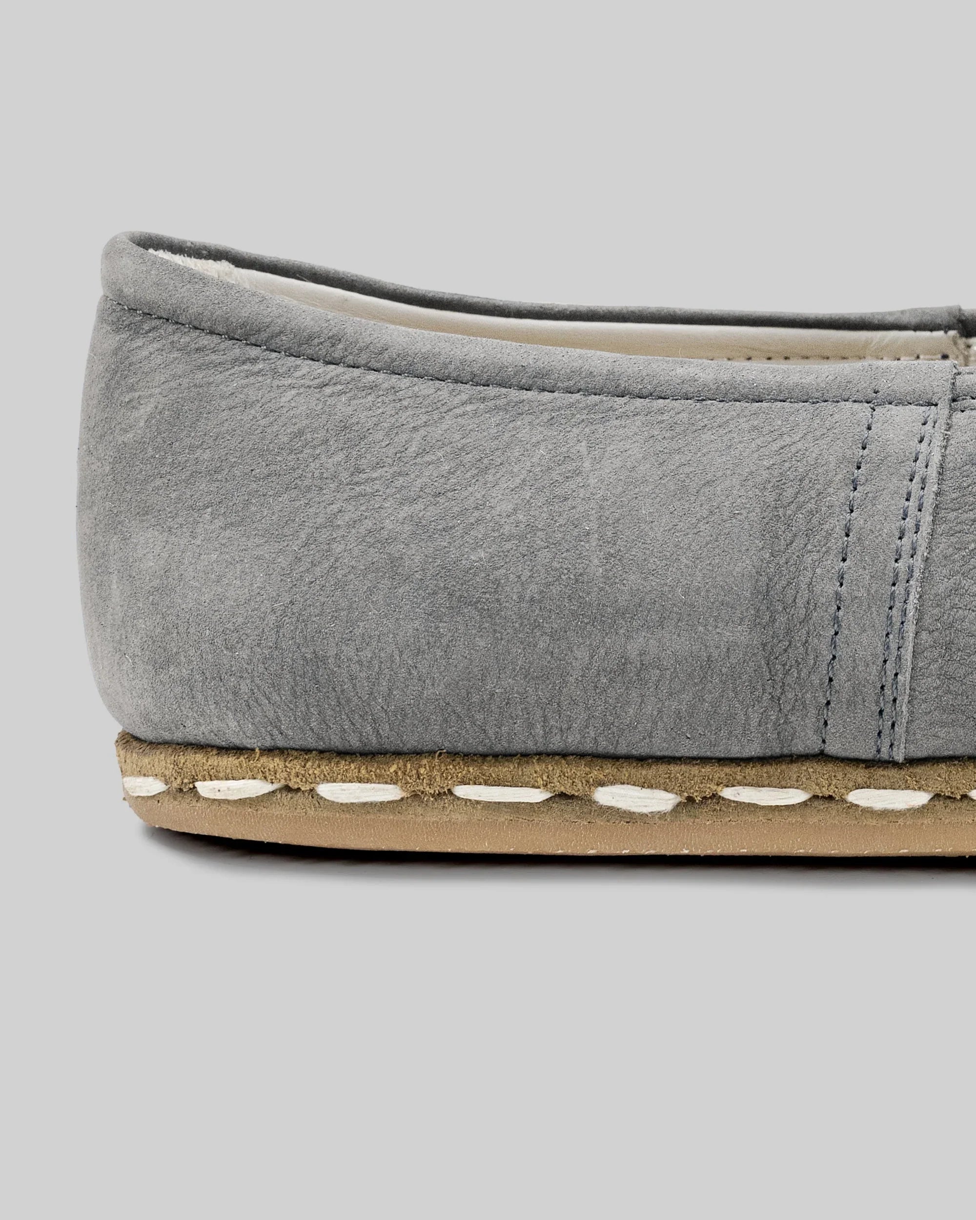 Detail Grey Yemeni Shoes - Handcrafted Calf Leather Turkey | Bespoky