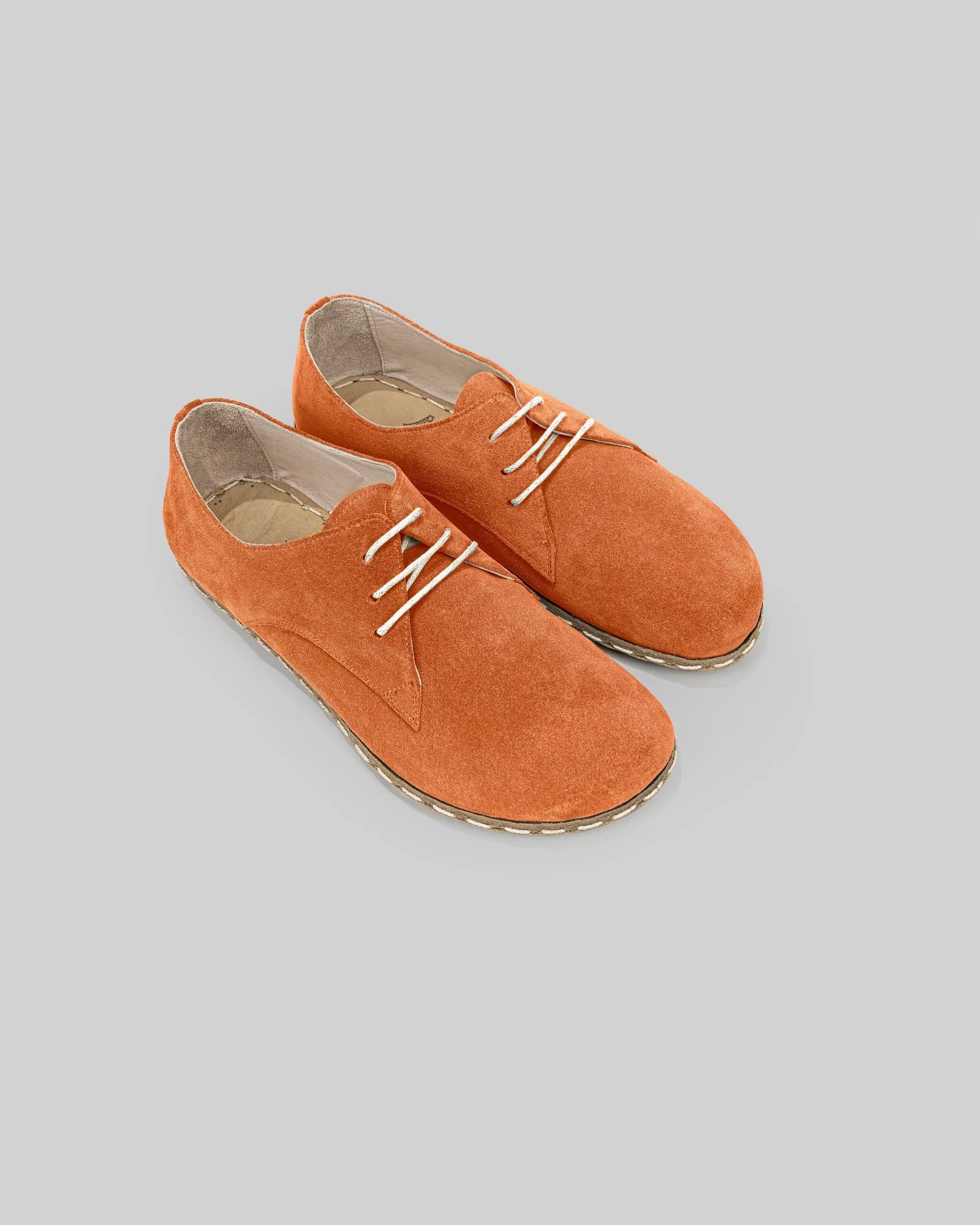 Men's Orange Suede Oxford Shoes - Handcrafted Calf Leather Wide Toe Box | Bespoky
