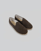 Women's Brown Suede Yemeni Shoes - Handcrafted Calf Leather Wide Toe Box | Bespoky