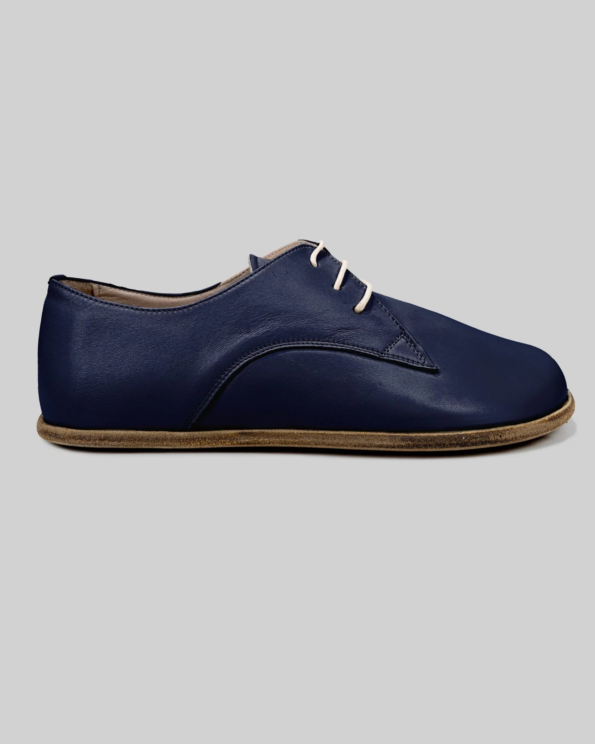 Side view Navy Blue Oxford Shoes - Calf Leather Zero Drop | Bespoky