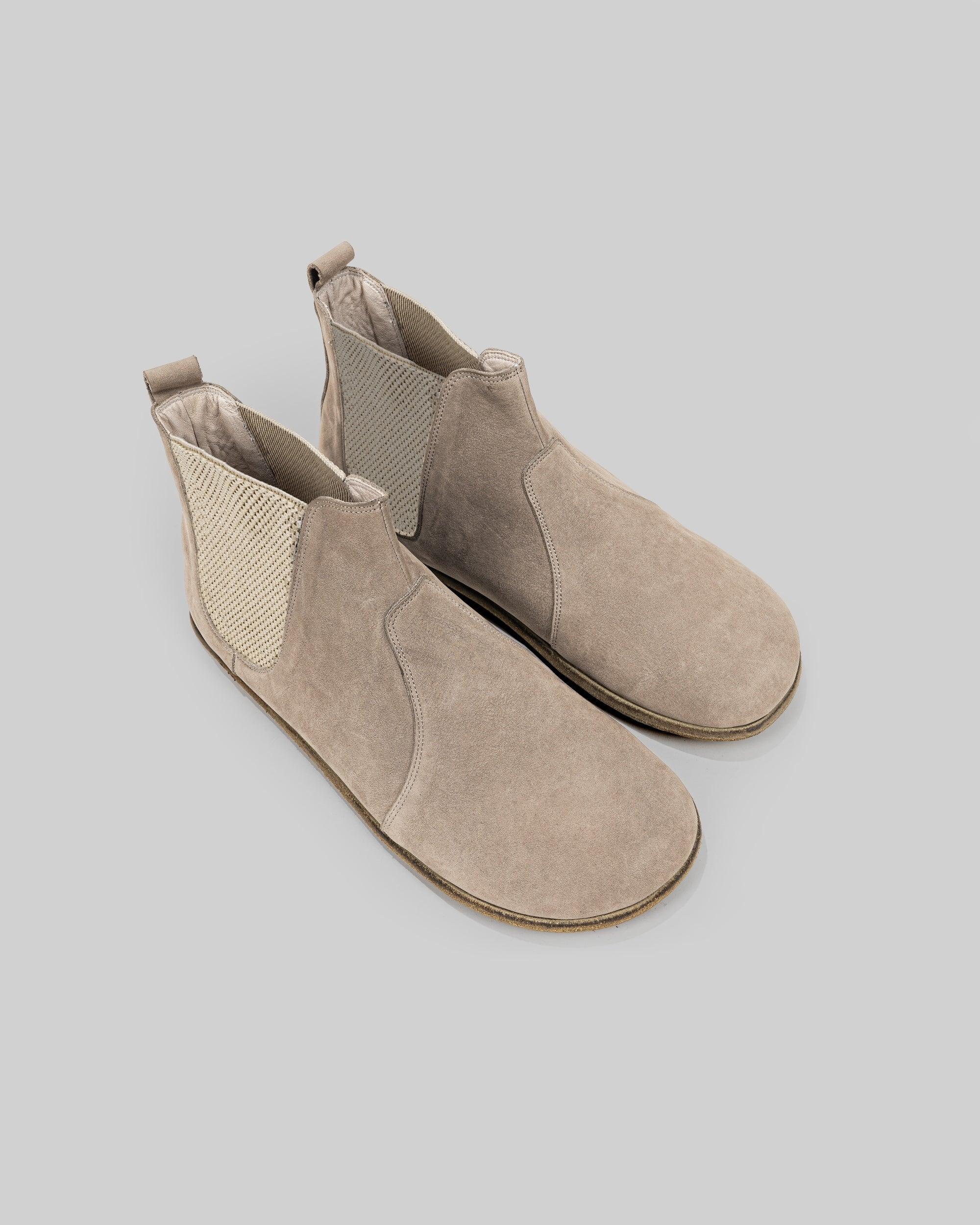 Women's Beige Chelsea Boots - Handcrafted Calf Leather Wide Toe Box | Bespoky