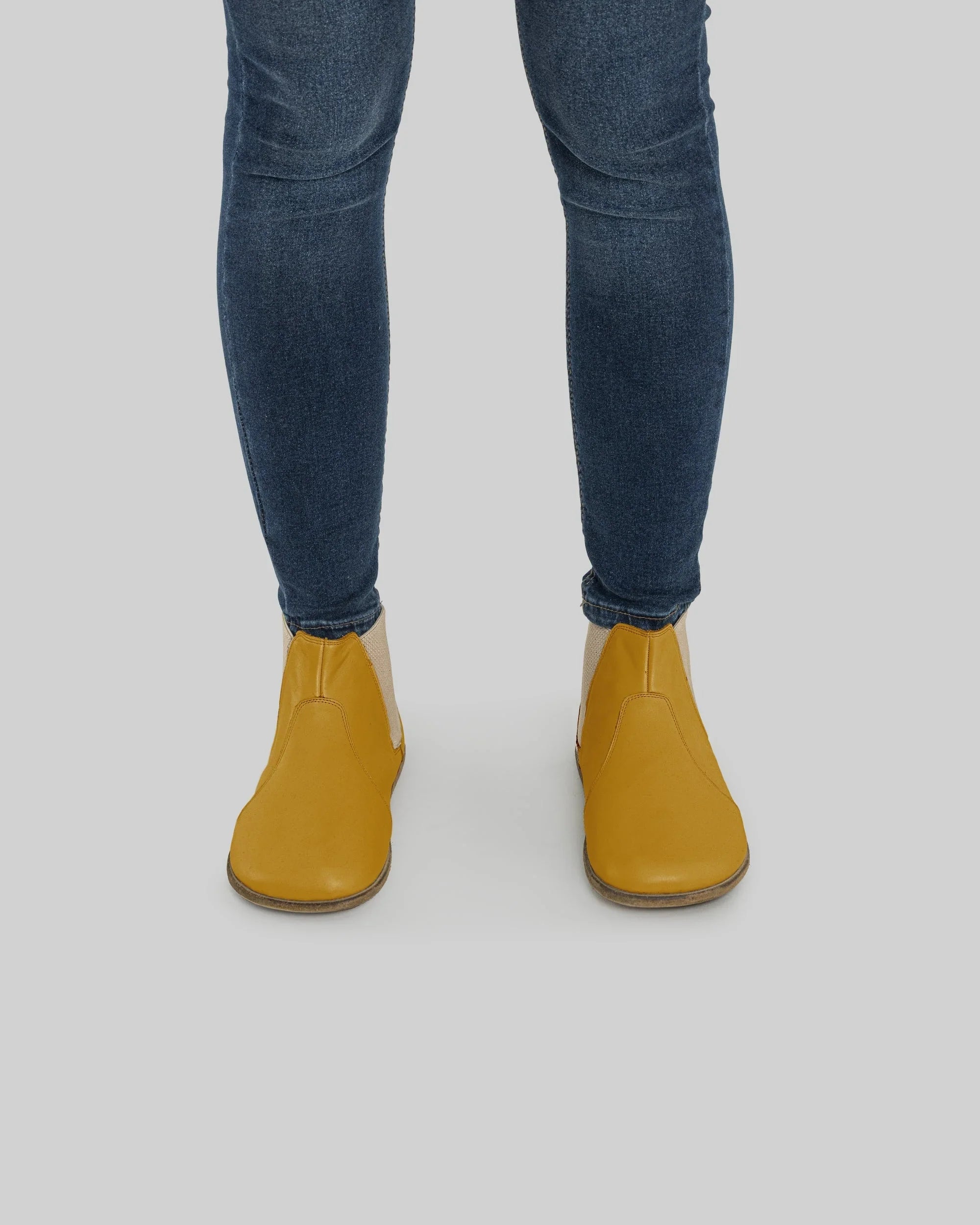 Detail Mustard Chelsea Boots - Handcrafted Calf Leather Turkey | Bespoky