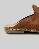 Detail Tan Suede Slippers - Handcrafted Calf Leather Turkey | Bespoky