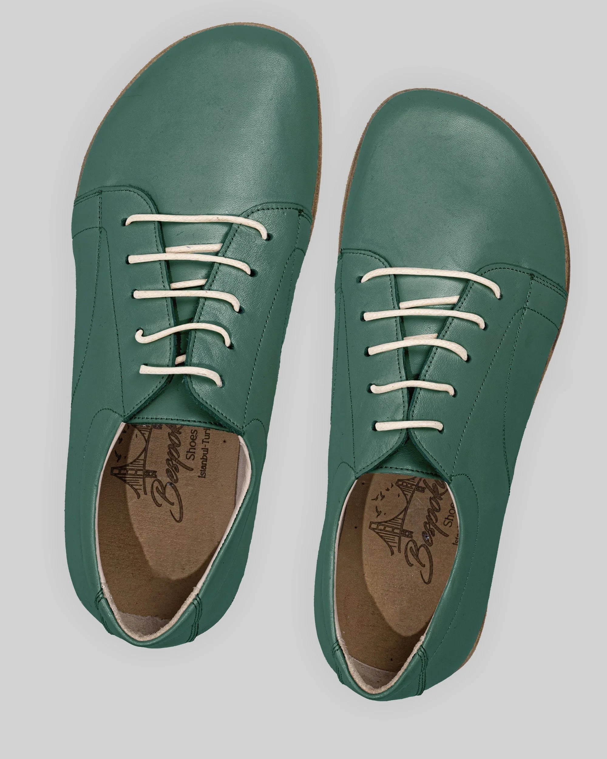Back view Green Barefoot Sneaker - Calf Leather Handcrafted | Bespoky