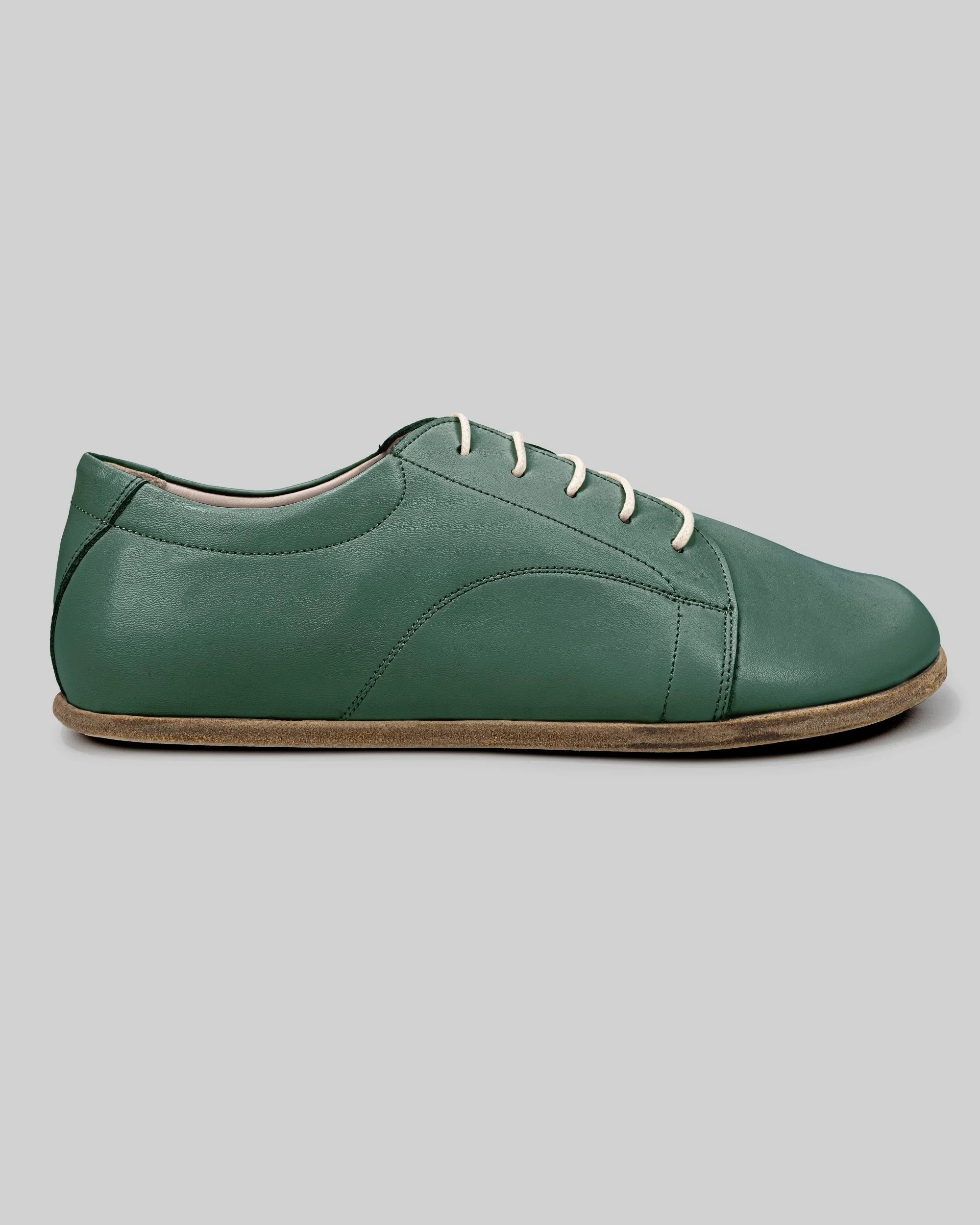 Pair Green Barefoot Sneaker - Barefoot Wide Toe Calf Leather | Bespoky