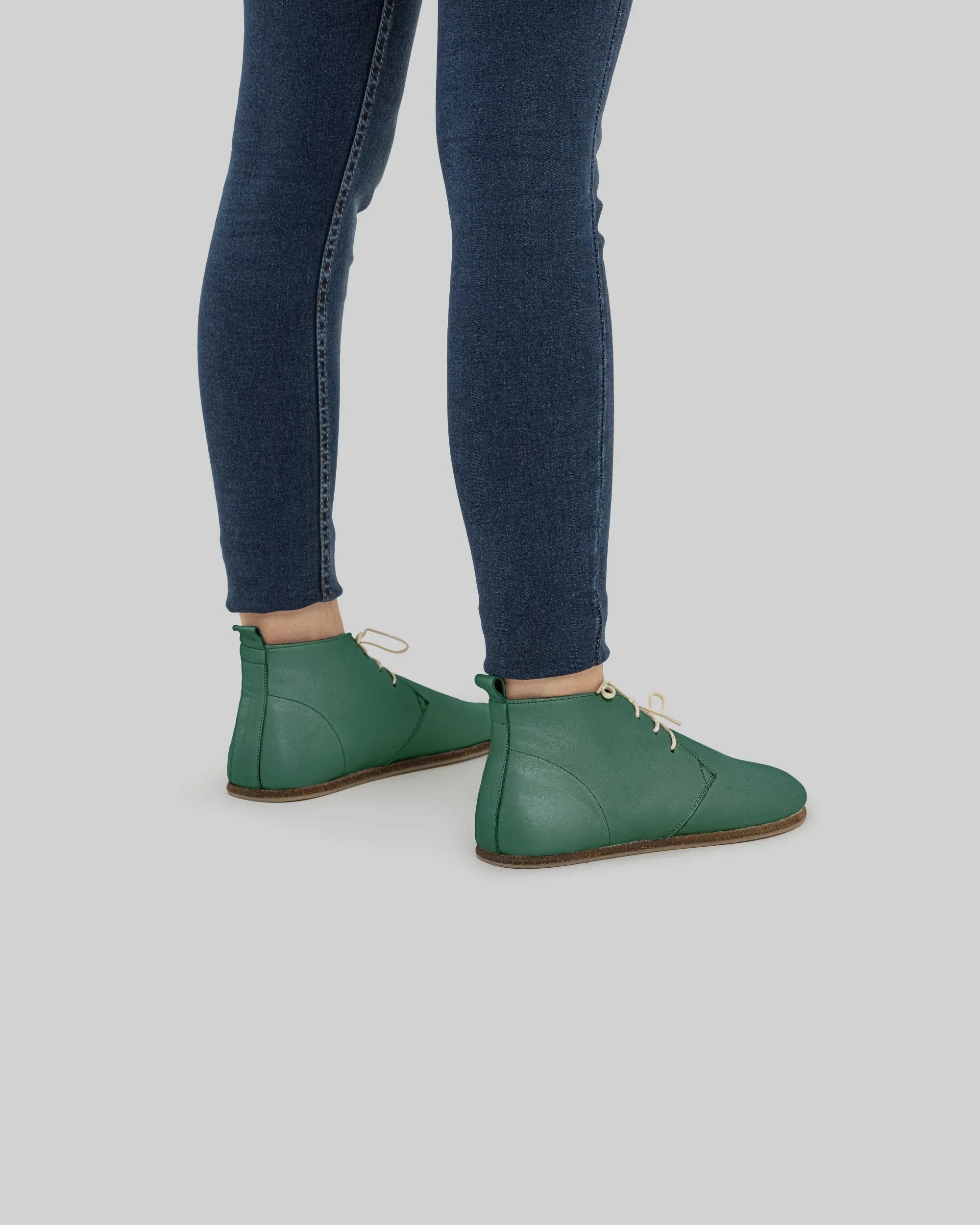 Back view Green Ankle Boots - Calf Leather Handcrafted | Bespoky