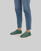 Side view Green Barefoot Sneaker - Calf Leather Zero Drop | Bespoky