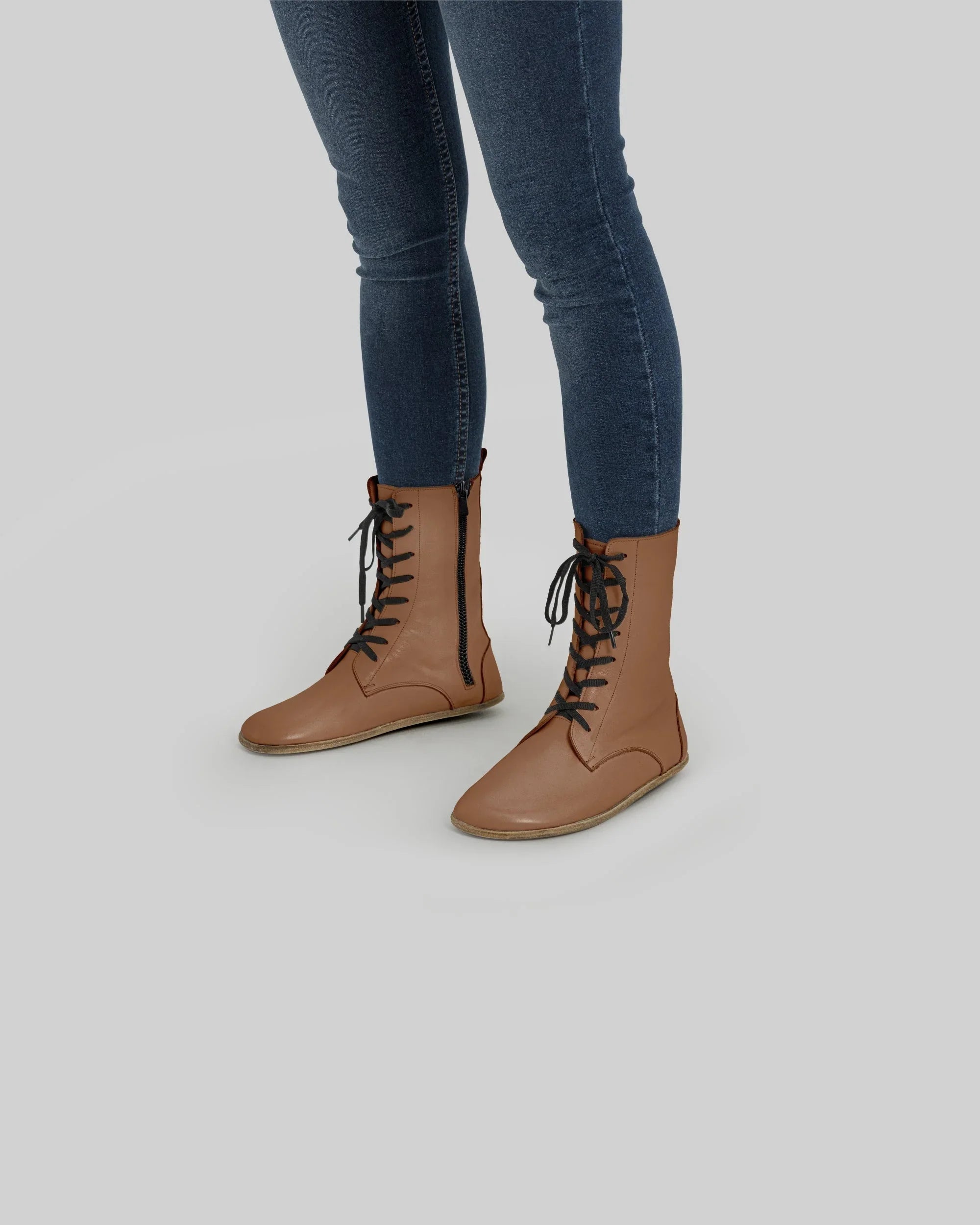 Men's Tan Barefoot Boot - Handcrafted Calf Leather Wide Toe Box | Bespoky