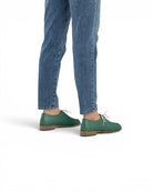 Close-up calf leather - Green Pointed Toe Oxford Detail | Bespoky