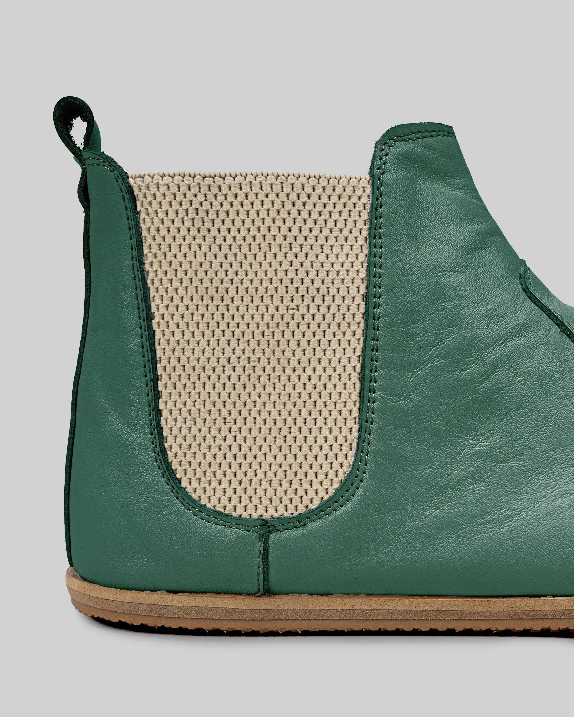 Side view Green Chelsea Boots - Calf Leather Zero Drop | Bespoky