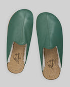 Top view Green Shearling Slippers - Handcrafted Calf Leather | Bespoky