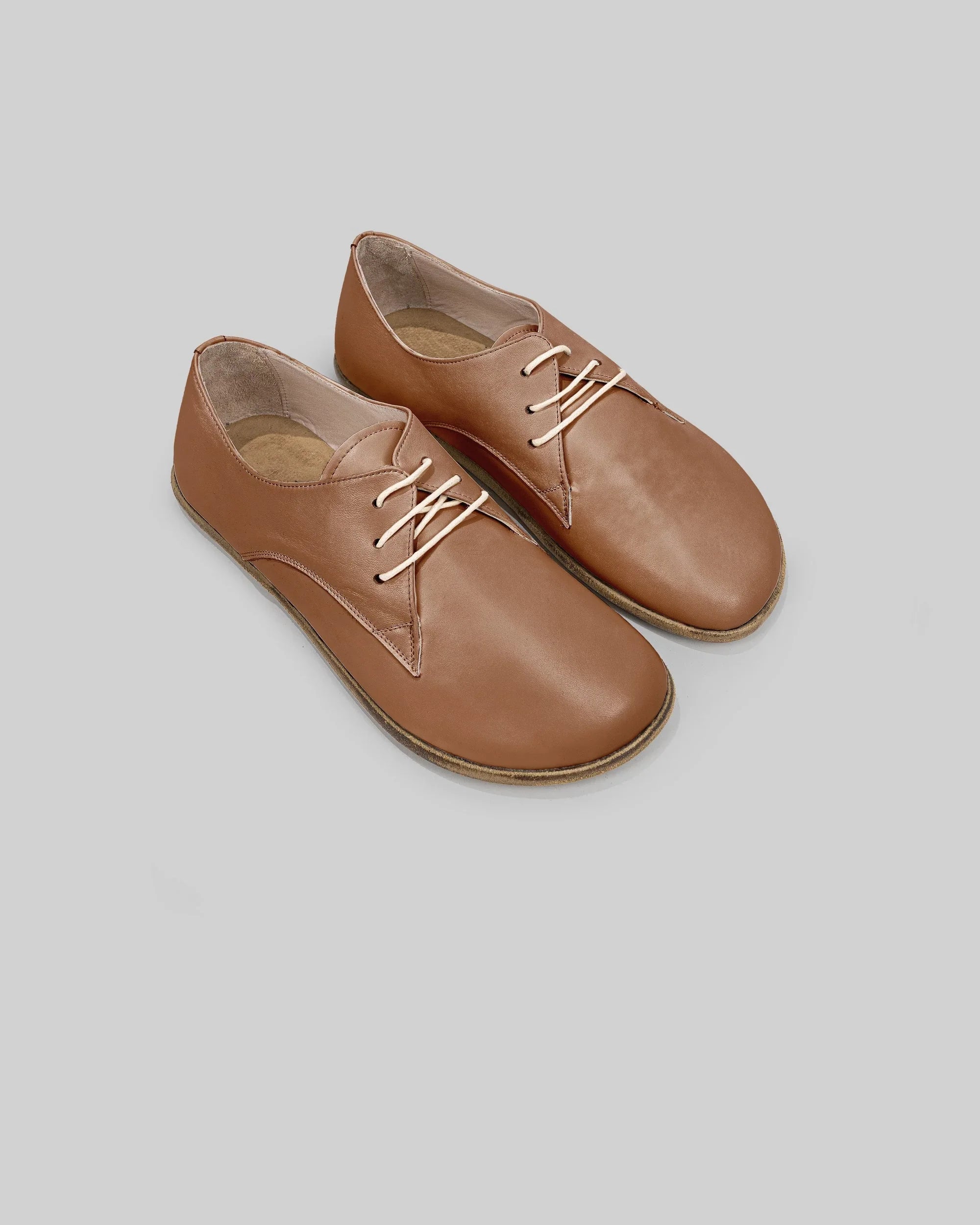 Women's Tan Oxford Shoes - Handcrafted Calf Leather Wide Toe Box | Bespoky