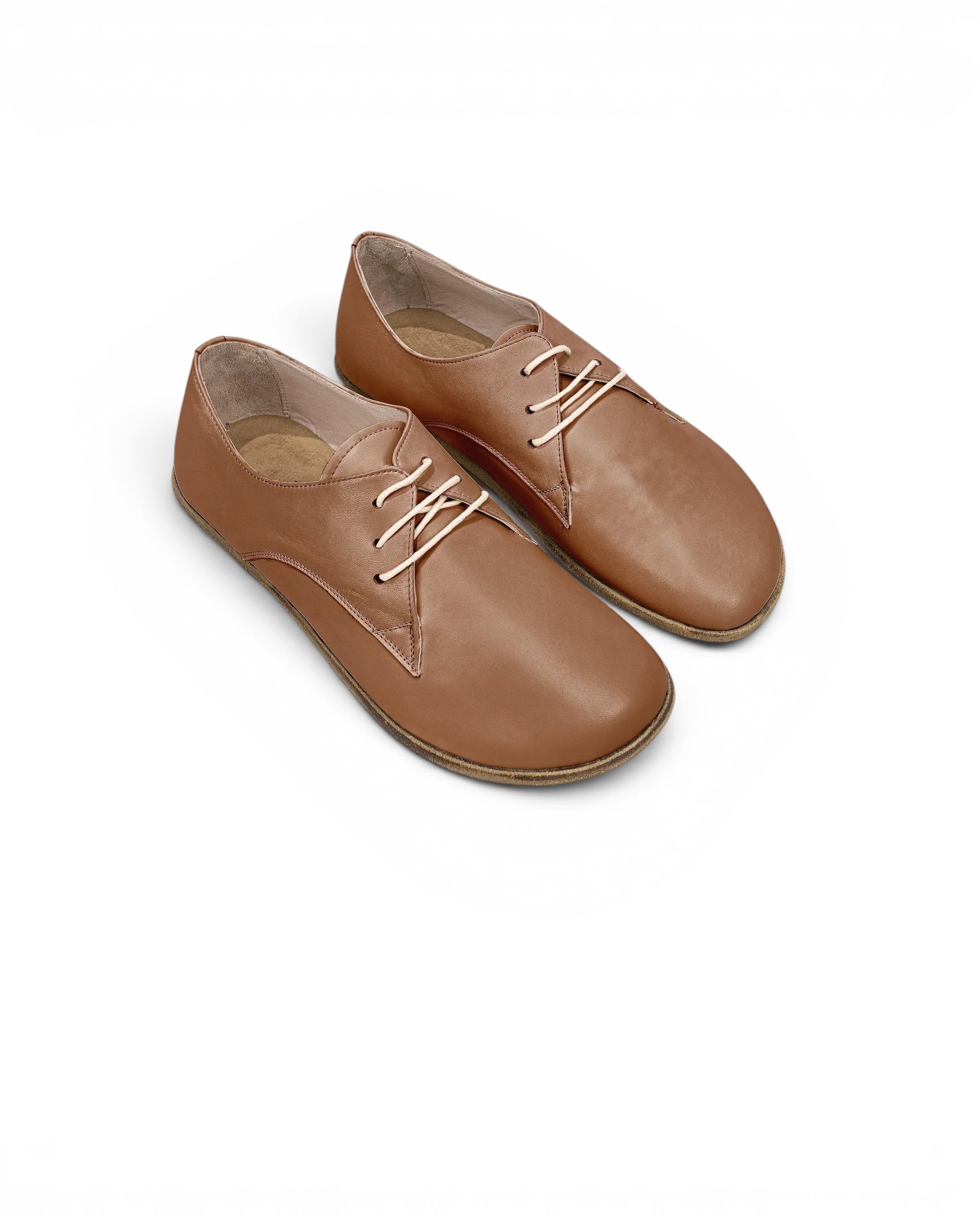 Women's Tan Oxford Shoes - Handcrafted Calf Leather Wide Toe Box | Bespoky