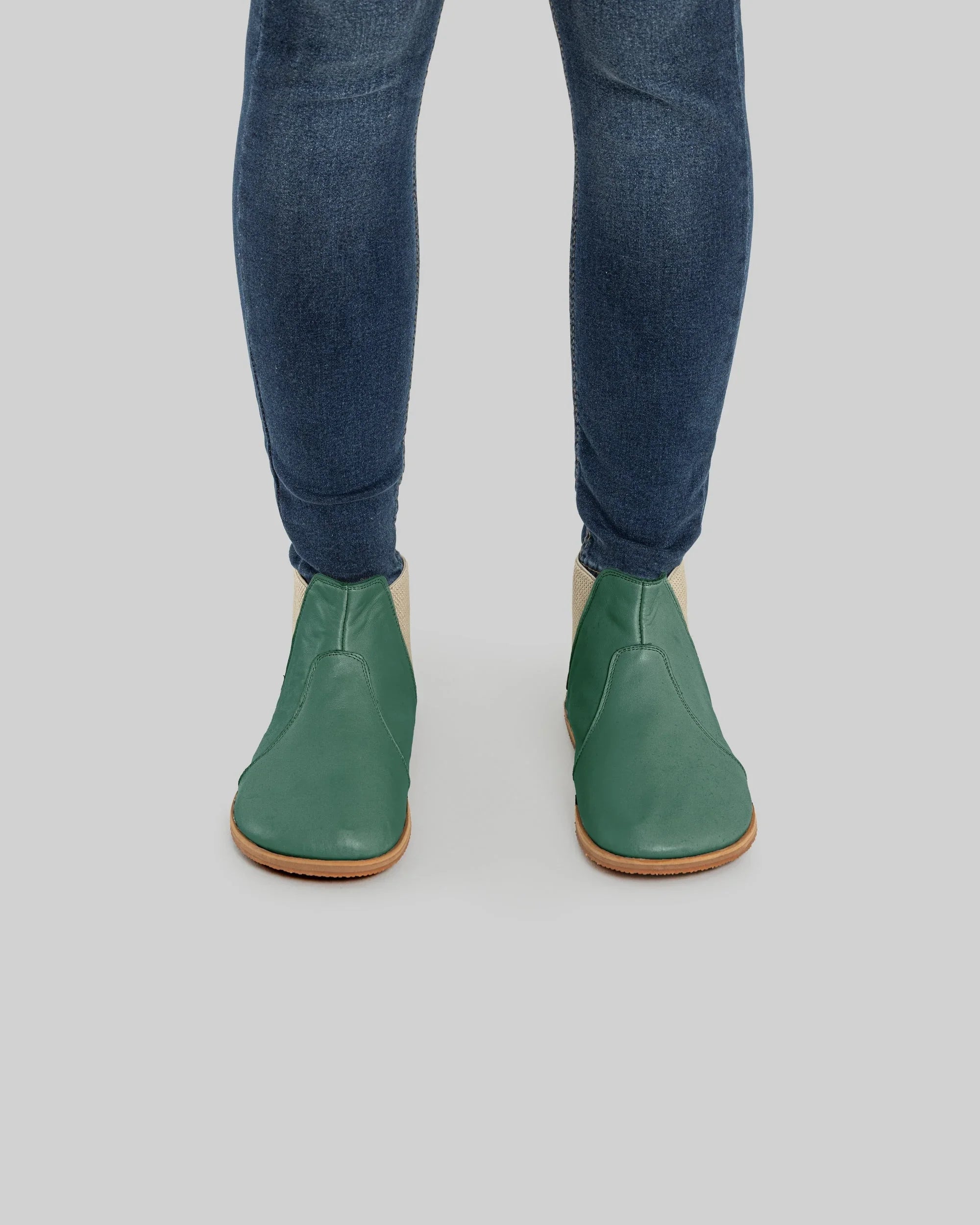 Pair Green Chelsea Boots - Barefoot Wide Toe Calf Leather | Bespoky