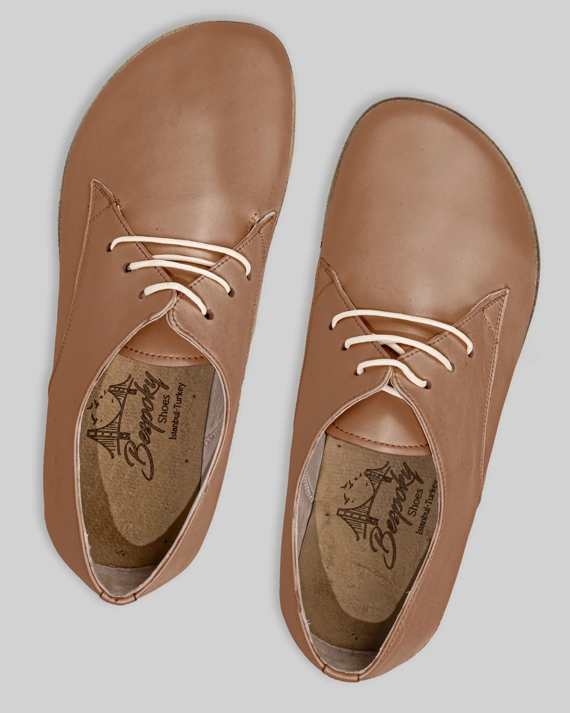 Side view Tan Oxford Shoes - Calf Leather Zero Drop | Bespoky