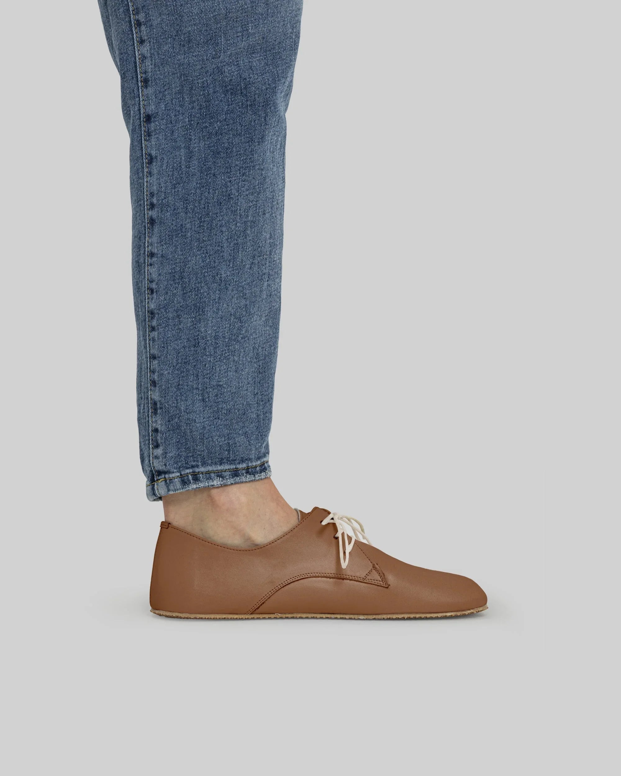 Pair Tan Oxford Shoes - Barefoot Wide Toe Calf Leather | Bespoky