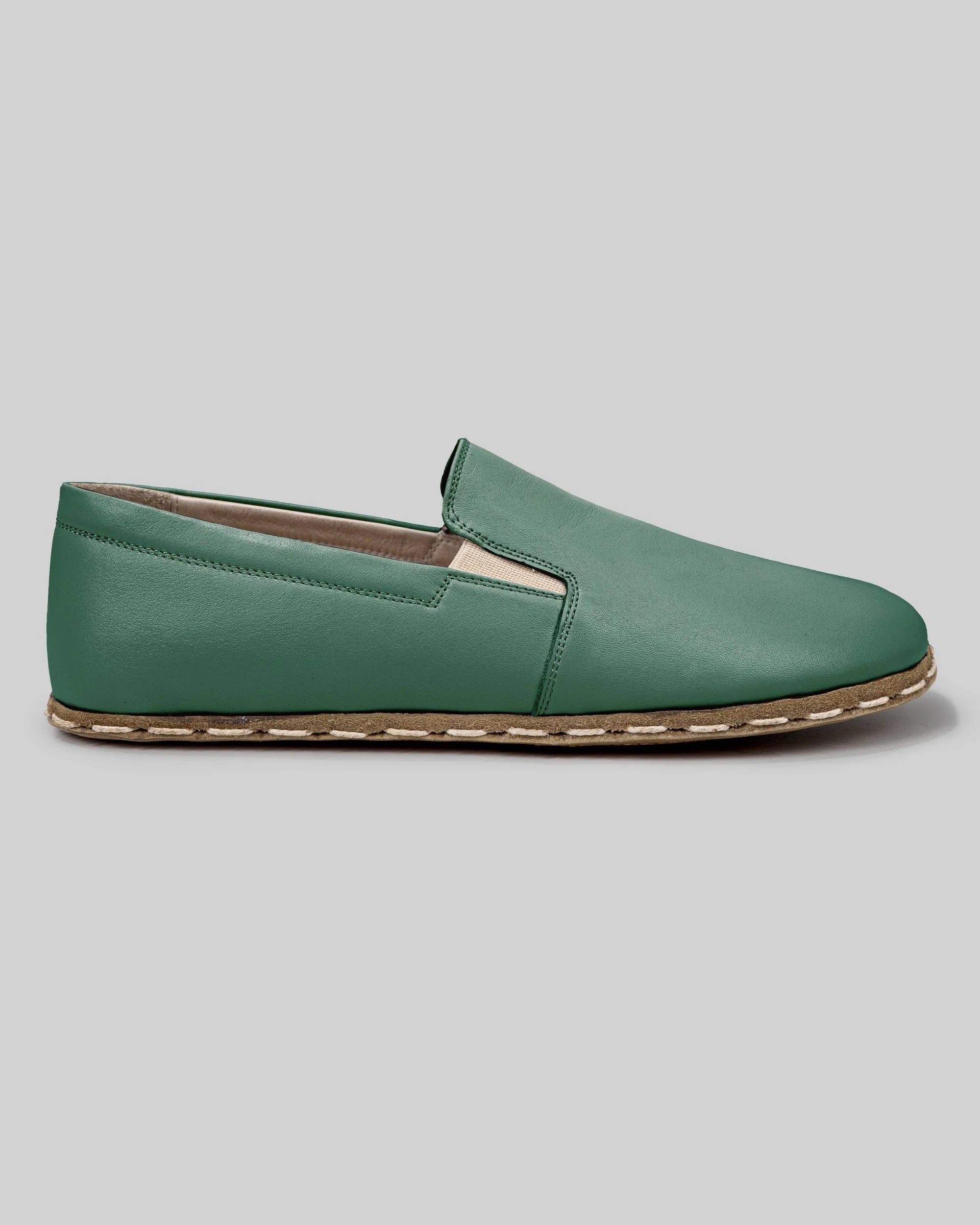 Back view Green Barefoot Shoes - Calf Leather Handcrafted | Bespoky
