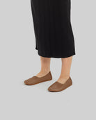 Pair Tan Ballet Flats - Barefoot Wide Toe Calf Leather | Bespoky