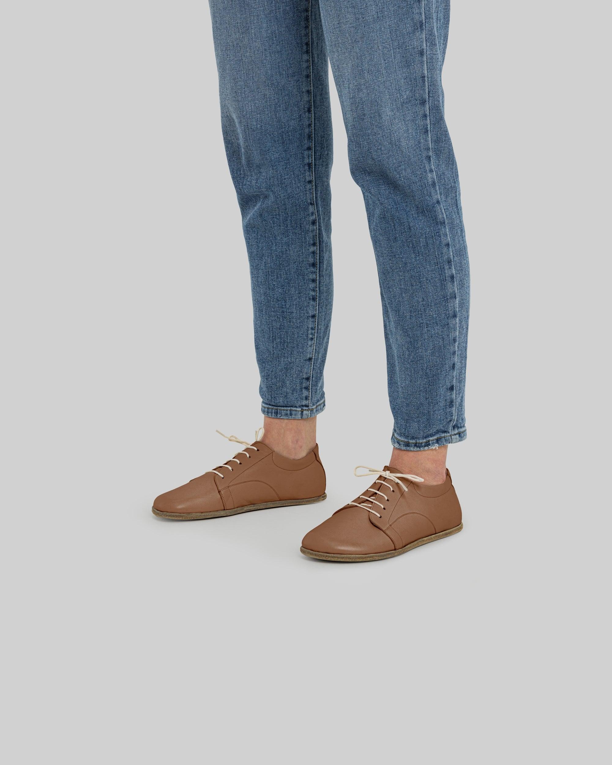 Top view Tan Barefoot Sneaker - Handcrafted Calf Leather | Bespoky