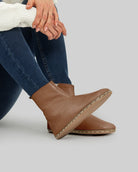 Women's Tan Chelsea Boots - Handcrafted Calf Leather Wide Toe Box | Bespoky