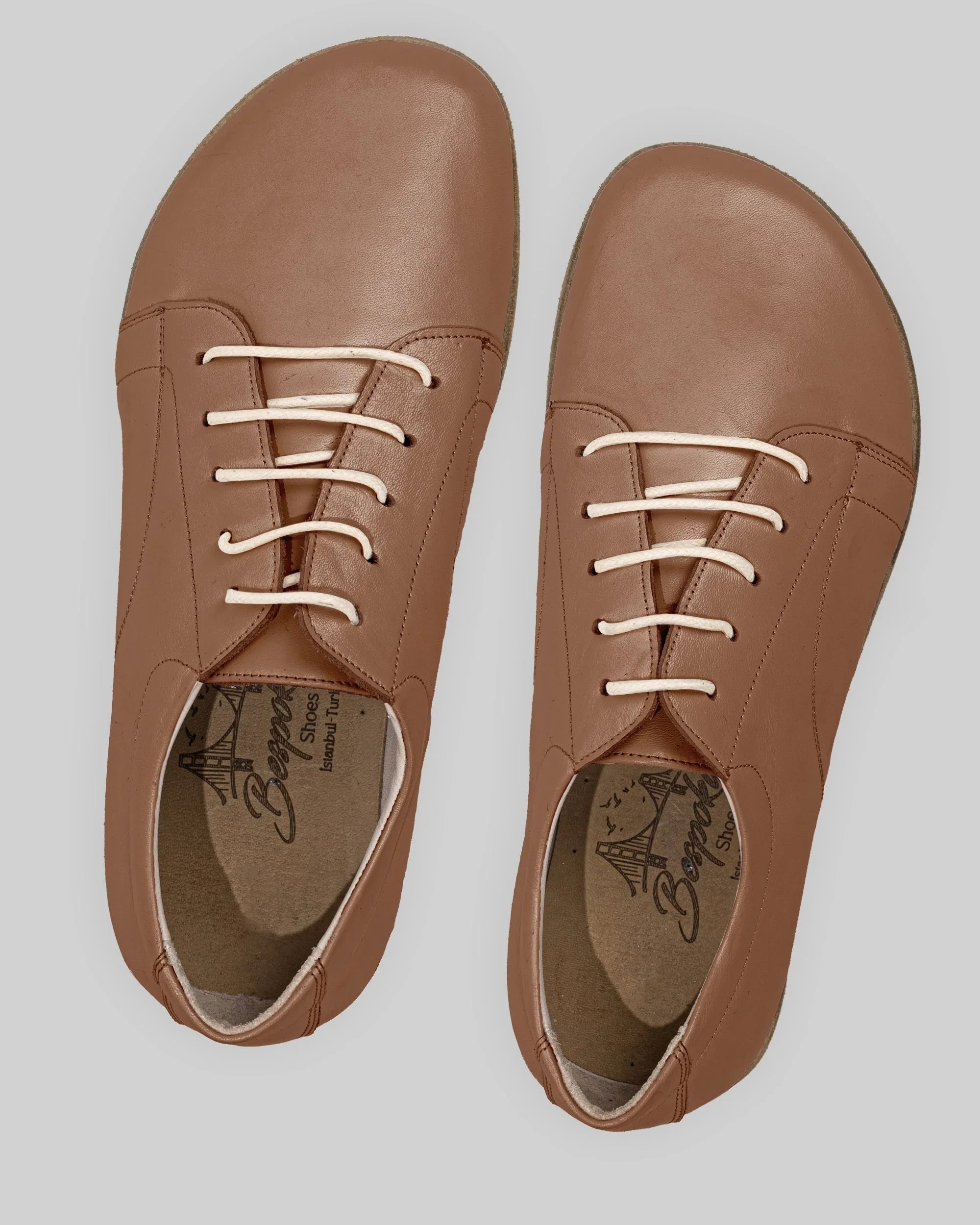 Side view Tan Barefoot Sneaker - Calf Leather Zero Drop | Bespoky