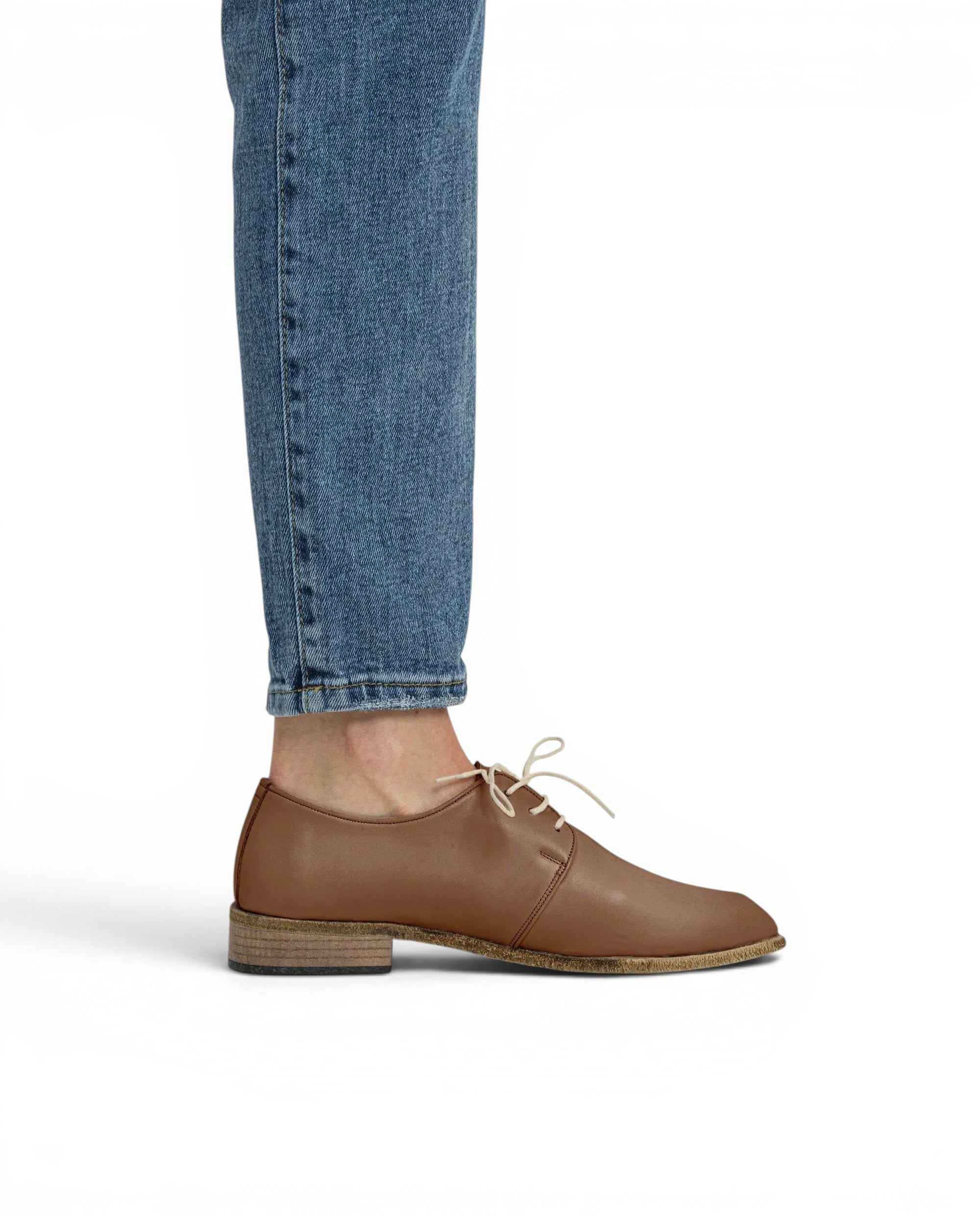Pair Tan Pointed Toe Oxford - Barefoot Wide Toe Calf Leather | Bespoky