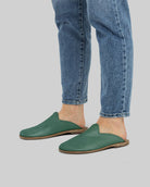 Detail Green Slippers - Handcrafted Calf Leather Turkey | Bespoky