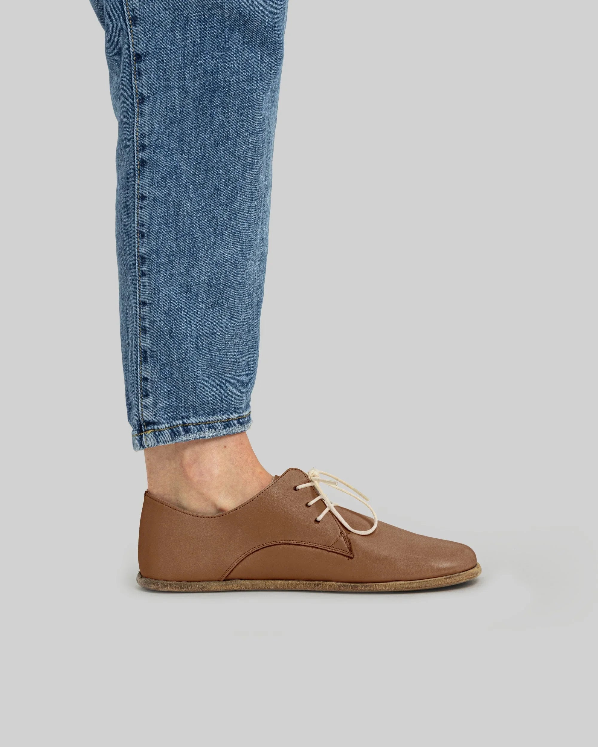 Pair Tan Oxford Shoes - Barefoot Wide Toe Calf Leather | Bespoky