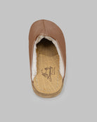 Pair Gold Shearling Slippers - Barefoot Wide Toe Calf Leather | Bespoky