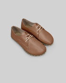 Women's Tan Oxford Shoes - Handcrafted Calf Leather Wide Toe Box | Bespoky