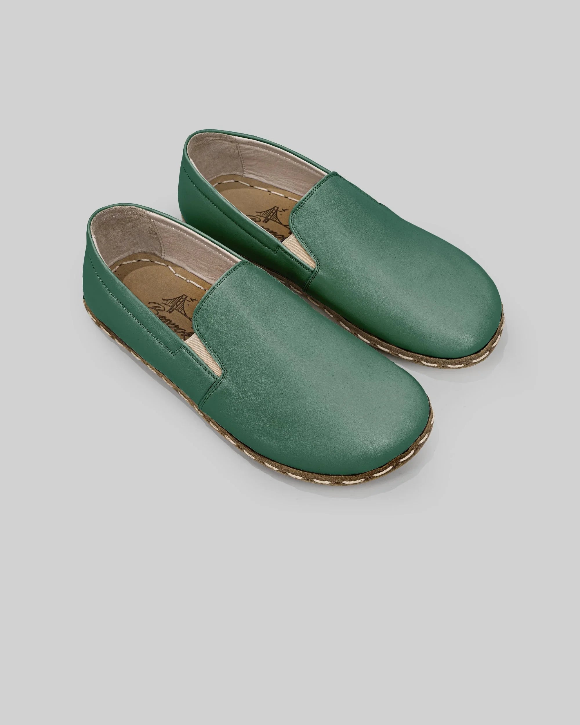 Men's Green Barefoot Shoes - Handcrafted Calf Leather Wide Toe Box | Bespoky