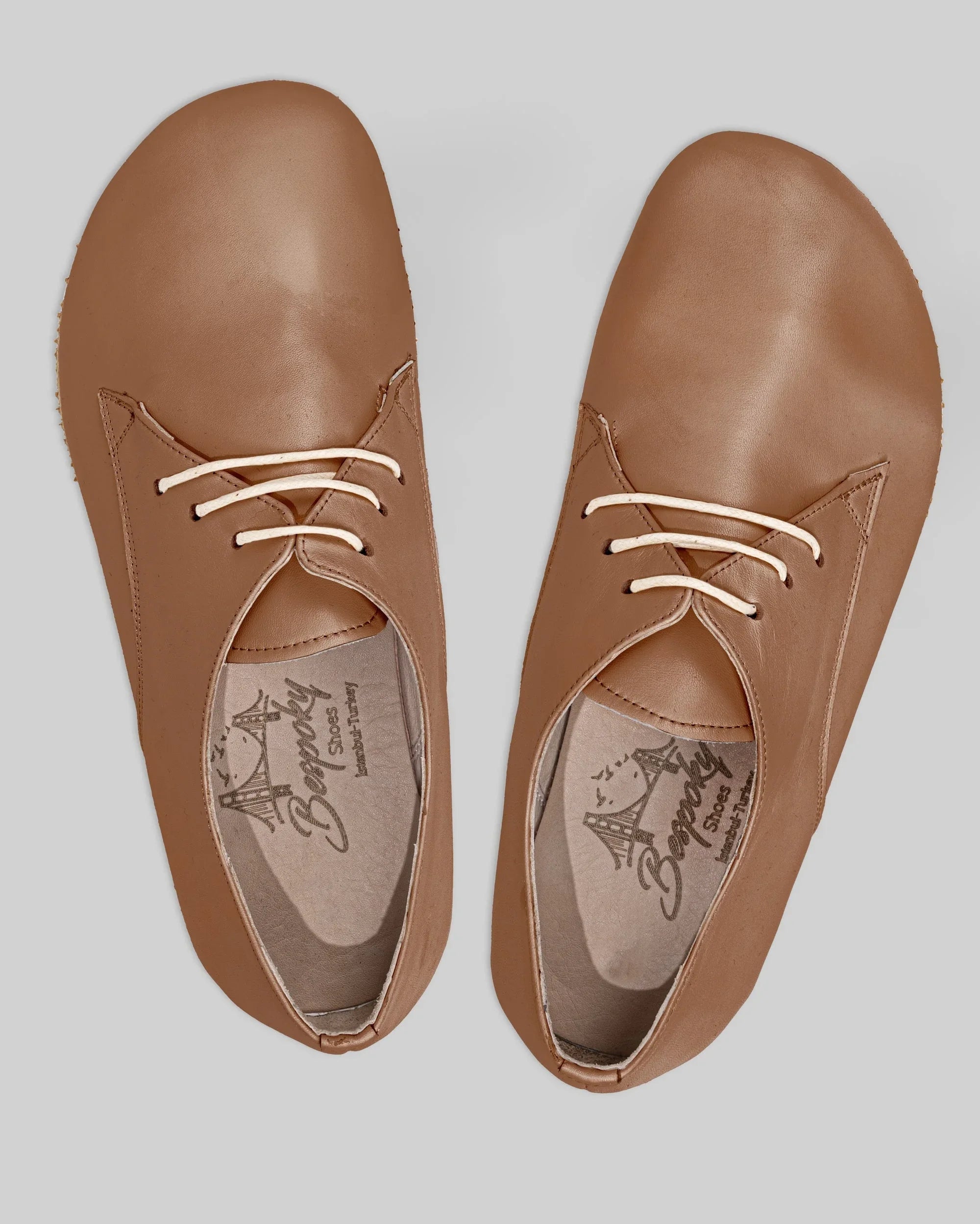 Side view Tan Oxford Shoes - Calf Leather Zero Drop | Bespoky