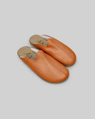 Men's Orange Shearling Slippers - Handcrafted Calf Leather Wide Toe Box | Bespoky