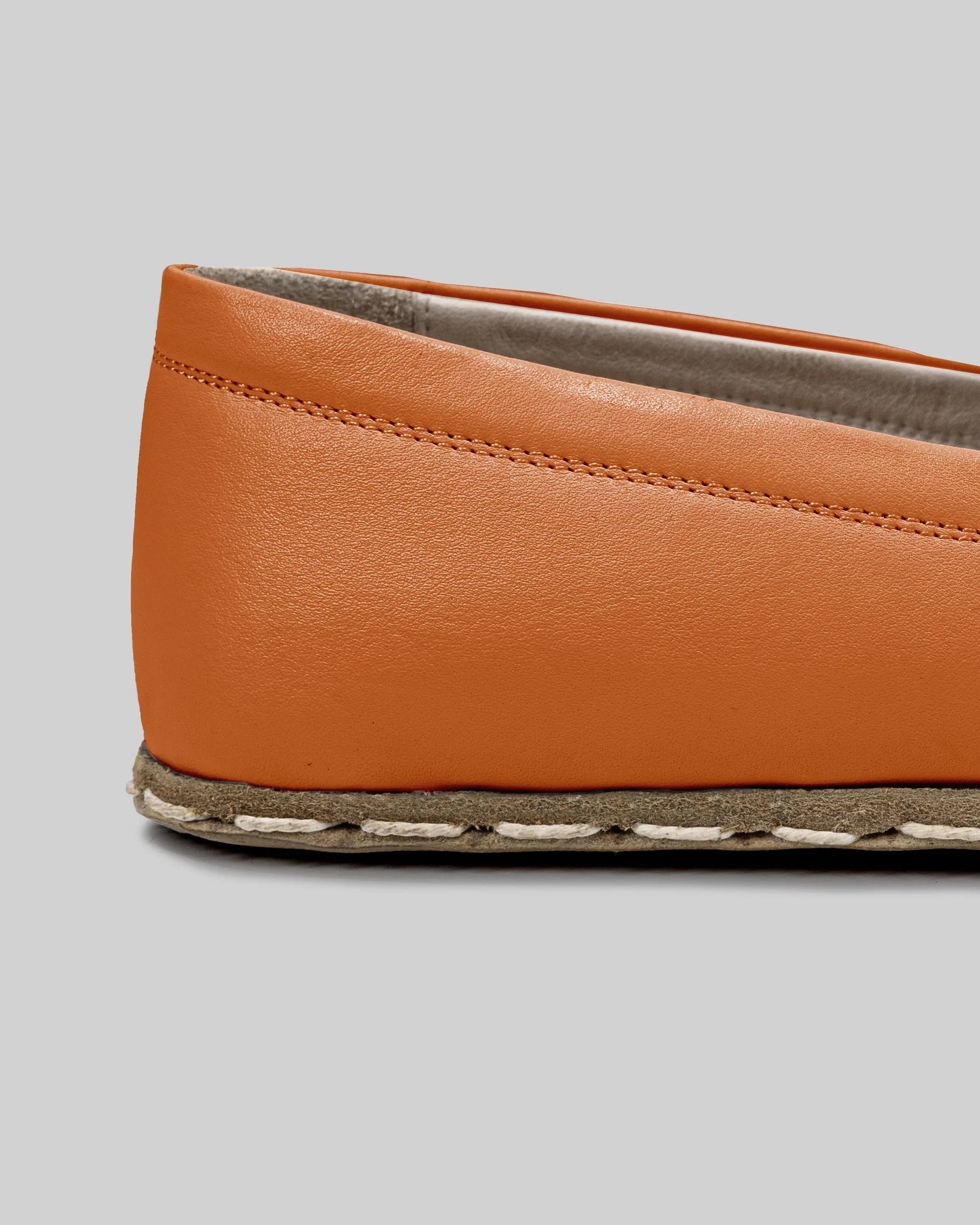 Top view Orange Barefoot Shoes - Handcrafted Calf Leather | Bespoky