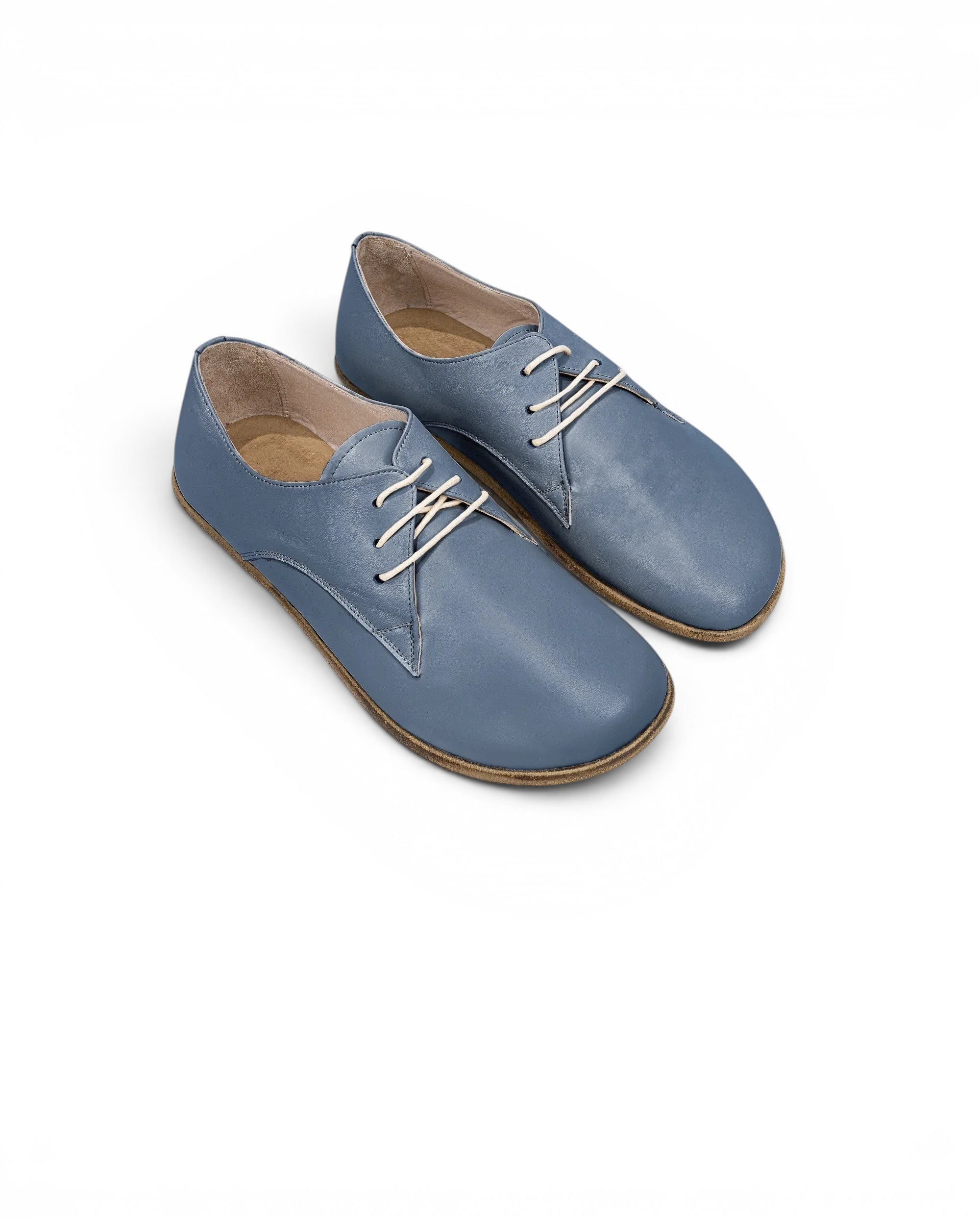 Women's Jean Blue Oxford Shoes - Handcrafted Calf Leather Wide Toe Box | Bespoky