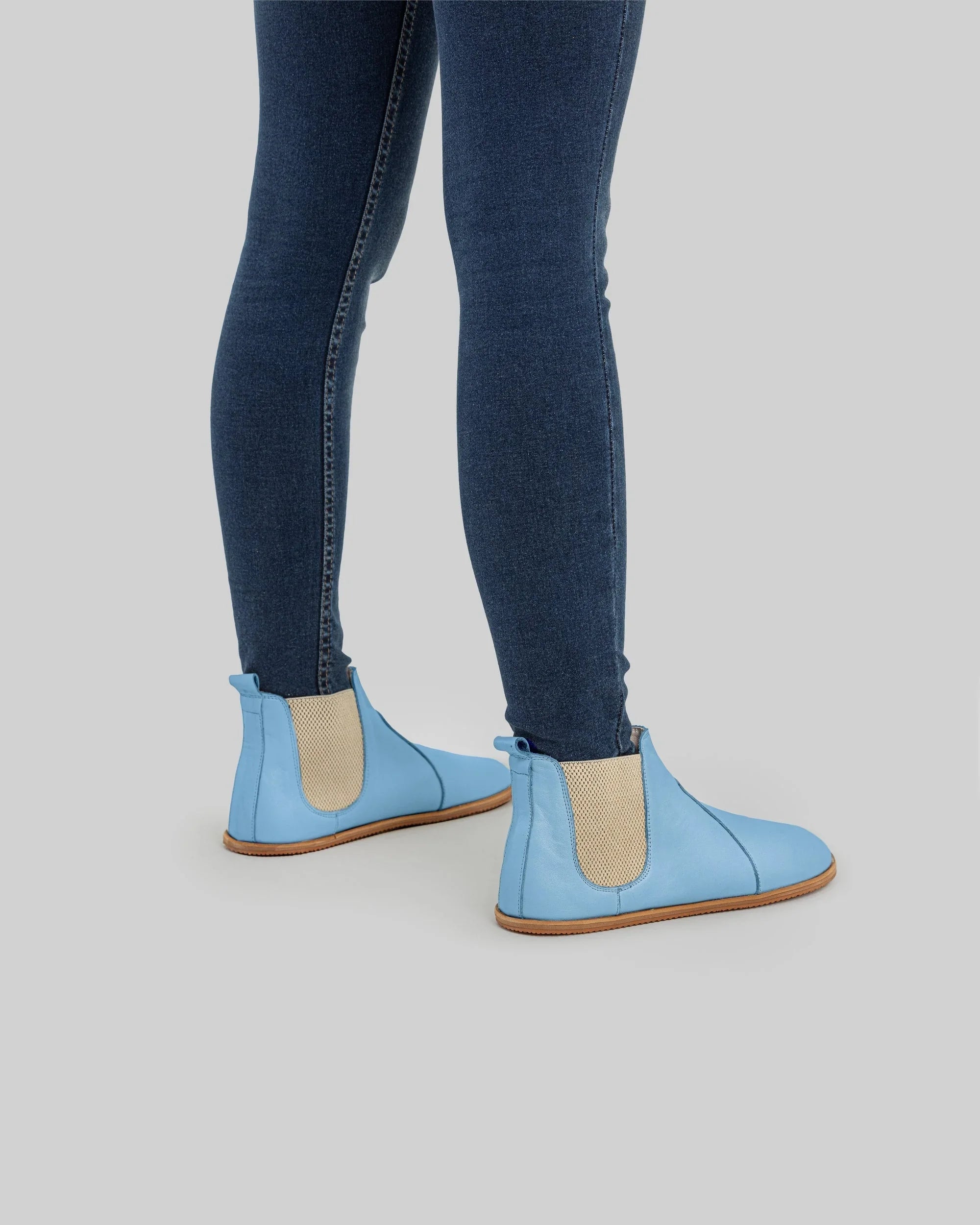 Pair Baby Blue Chelsea Boots - Barefoot Wide Toe Calf Leather | Bespoky