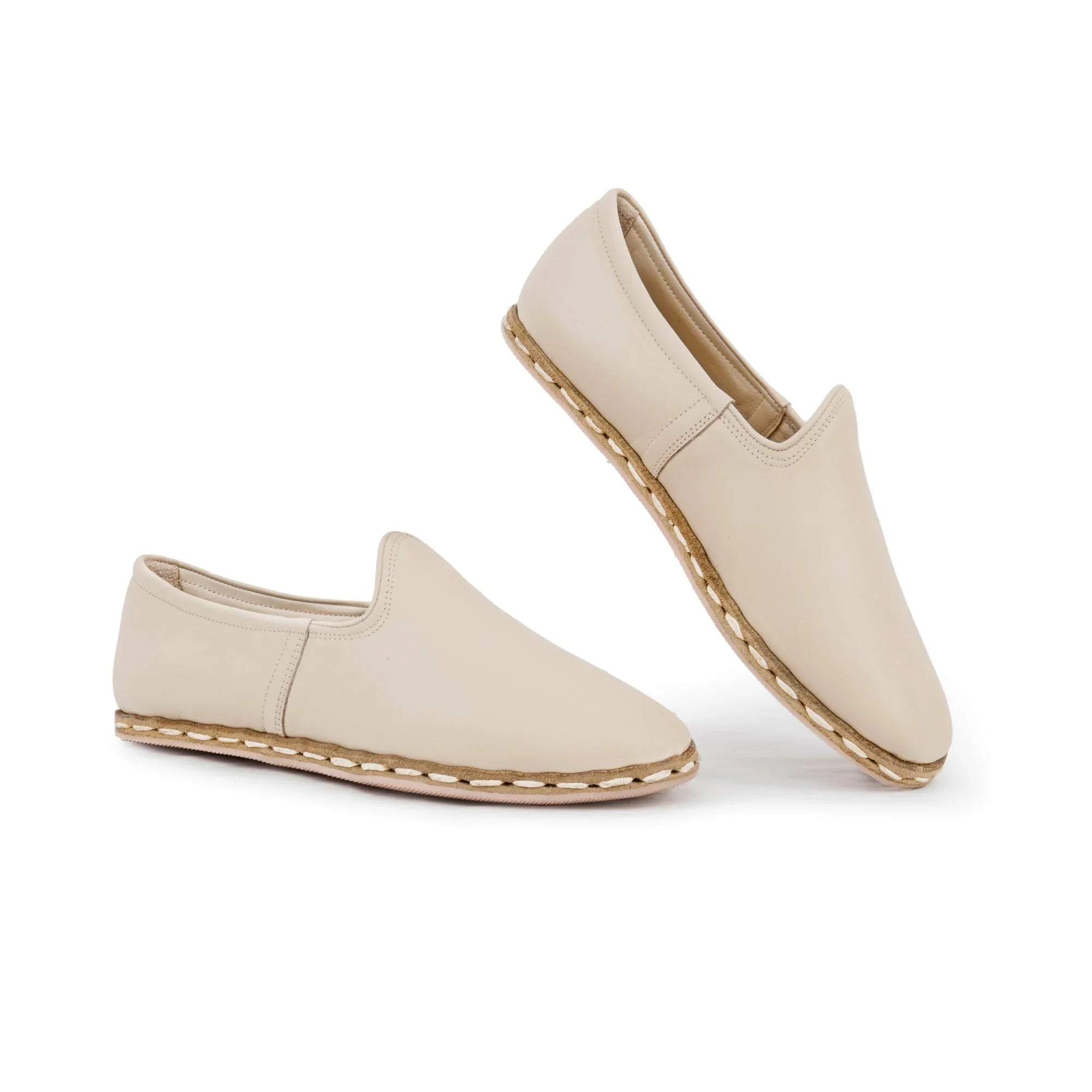 Men's Cream Yemeni Shoes - Handcrafted Calf Leather Wide Toe Box | Bespoky