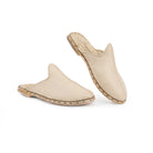 Women's Cream Slippers - Handcrafted Calf Leather Wide Toe Box | Bespoky