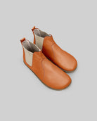 Women's Orange Chelsea Boots - Handcrafted Calf Leather Wide Toe Box | Bespoky