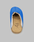 Pair Blue Shearling Slippers - Barefoot Wide Toe Calf Leather | Bespoky