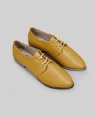 Women's Mustard Pointed Toe Oxford - Handcrafted Calf Leather Wide Toe Box | Bespoky