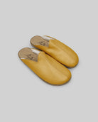 Women's Mustard Shearling Slippers - Handcrafted Calf Leather Wide Toe Box | Bespoky